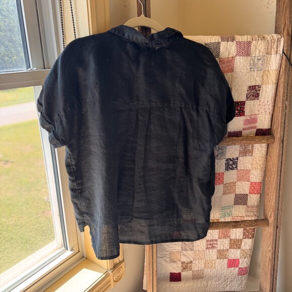 Rachel Zoe 100% Linen Short-sleeve Button-up Top - Picture 4 of 6